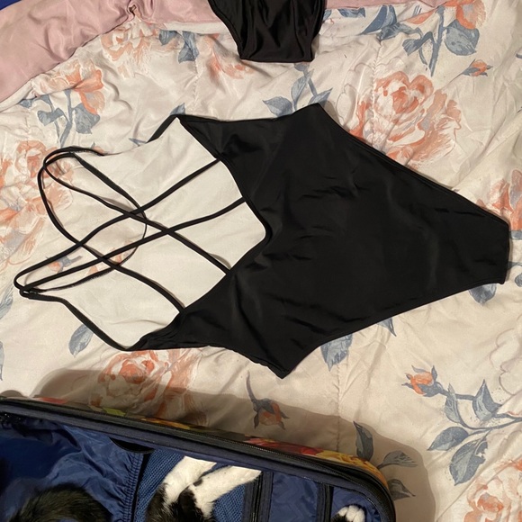 WIFEY Bride One Piece Bathing Suit - Black Size M - Picture 2 of 4